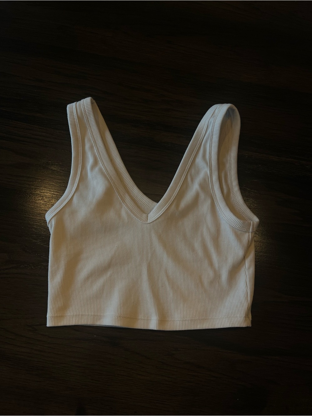 wild fable White Ribbed V-Neck Crop Tank